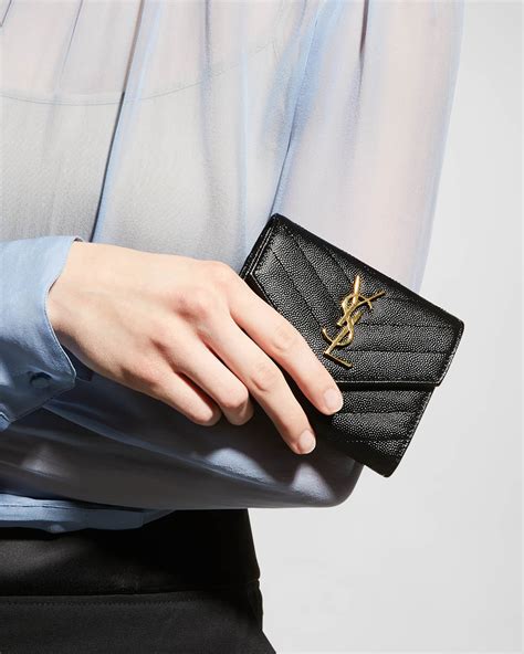 ysl monogram compact tri fold wallet|Saint Laurent YSL Monogram Trifold Wallet in Grained Leather.